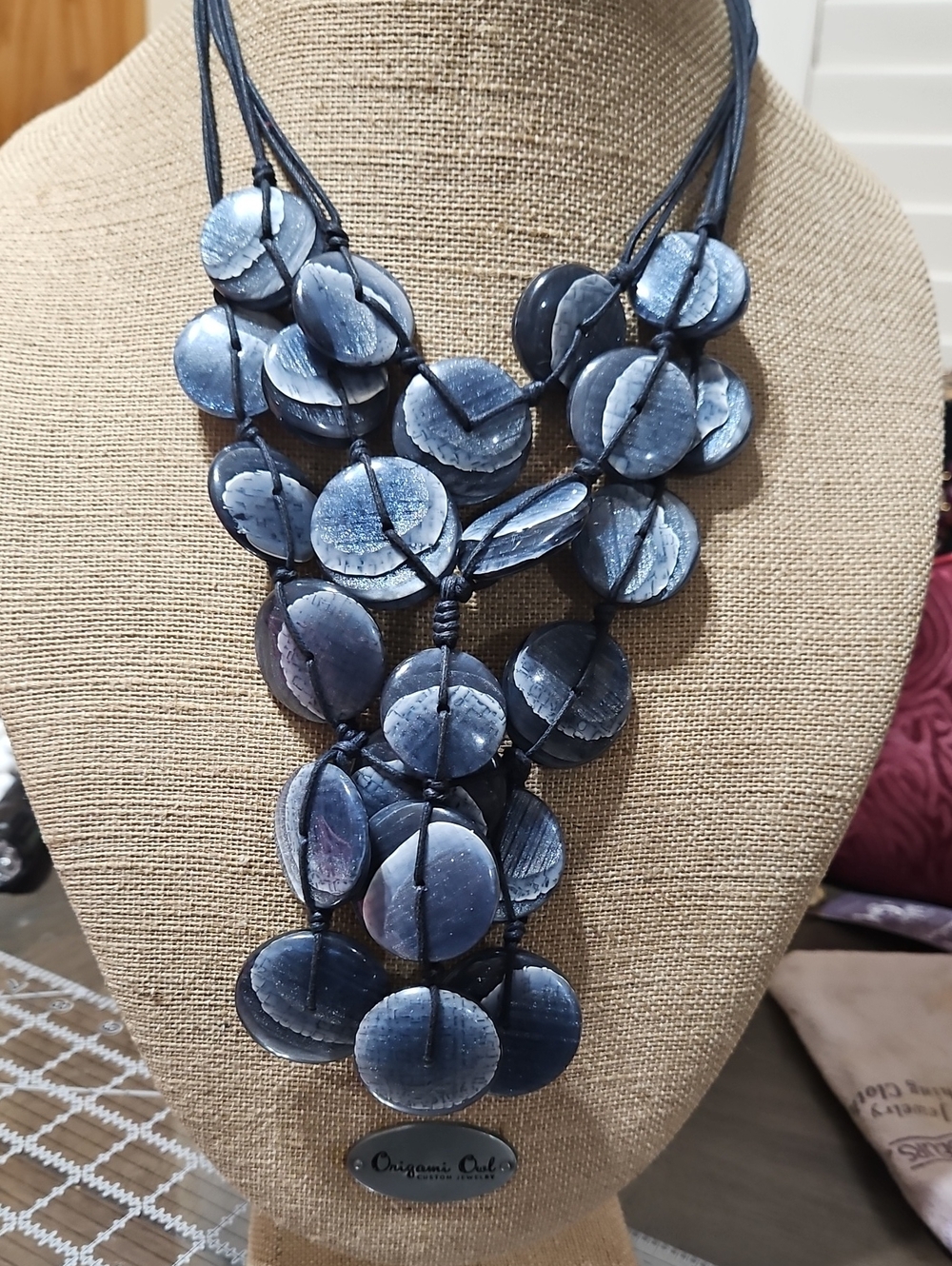 Chico's Multi-Strand Navy Disc Necklace